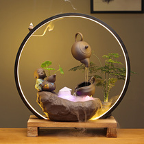 Zen LED night light circle flowing water humidifier bonsai small novice opening housewarming gifts home furnishings