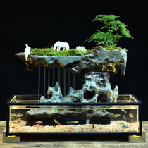 Ceramic flowing water humidifier micro landscape fish tank landscaping opening gifts office living room decorations creative ornaments