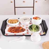 Moon meal tableware package Ceramics pure color set dish bowl Maternity cafeteria one person food friendly tableware