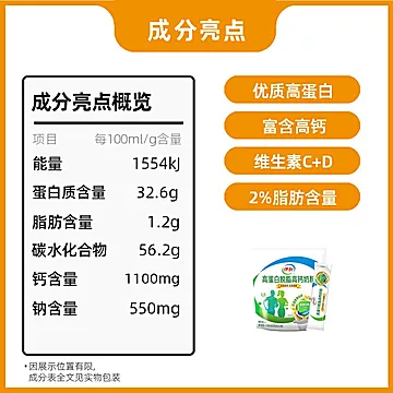 伊利脱脂奶粉高蛋白高钙450g*1袋装[1元优惠券]-寻折猪