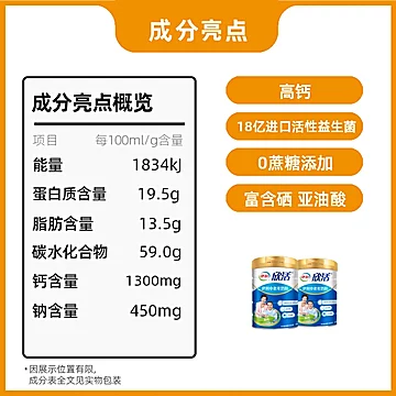 伊利欣活中老年高钙奶粉900g*2罐礼盒装[1元优惠券]-寻折猪