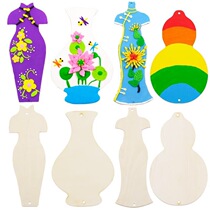 Kindergarten Handmade Diy Wood Clay Formwork Color Clay Accessories Wood Pieces White blank material vase gourd hanging decoration