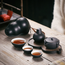 日式粗陶旅行功夫茶具便捷快客杯陶瓷泡茶壶套装礼品定制一壶三杯