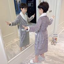 Childrens bathrobe coral velvet robe autumn and winter flannel children baby boy pajamas