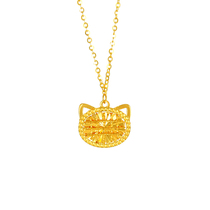 5G gold set chain Fashion simple fine chain set chain pendant Pure gold 999 necklace Female cat necklace