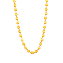 Pure gold 9999 classic style round pearl necklace round gold necklace for men and women
