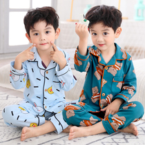 Spring and autumn cotton children Boy pajamas long sleeve boys boys middle and big Children Baby children home clothing set