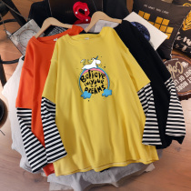 Mega Code Gestational Woman Dress Spring Fall Autumn Clothing Easy to cover with no apparent splicing fake Two long sleeves T-shirt on top of clothes