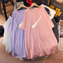 Large Code Pregnant Woman Summer Dress Pregnant Woman T-Shirt Summer Medium Long short sleeves Pregnant Woman Blouses Fashion style Loose Pure Cotton Compassionate