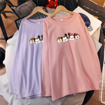 Pregnant Woman Spring Dress 2022 New Long Sleeve T-shirt Extra-large Code Loose Tide Moms Fashion Foreign Air Pure Cotton Blouses Undershirt