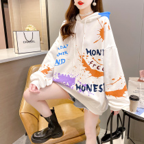 Autumn and winter money outside wearing big code plus suede Korean version loose jacket pregnant woman autumn clothing thickened with cap and coat blouse with late pregnancy