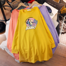 Big Code 200 Catty Fashion Pregnant Womens Clothing Pure Cotton Casual Loose Lenty 2022 New Tidal Moms Long Sleeves Clothes