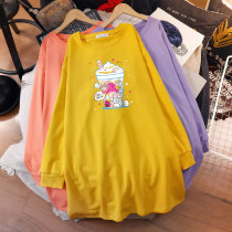 Large Code Gestational Woman Dress Autumn Winter Clothing for Long Pregnancy Loose Korean version Fashion 100 lap blouses Fat mm Ocean Gas