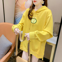 Large code pregnant woman autumn clothing 200 catty of loose spring and autumn Korean version fashion models with caps and women surrogates for late blouses