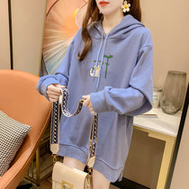 Pregnant womens autumn clothing fashion models with cap and clothing loose Korean version of personality Chaoty hot mother with late stage foreign air clothes