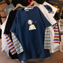 2022 large code 200 catgestation woman dress in spring and autumn with long sleeves T-shirt loose in medium long sleeves pure cotton blouse for undershirt