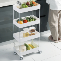 Kitchen shelf trolley floor multi-layer movable pulley storage rack fruit and vegetable basket storage rack