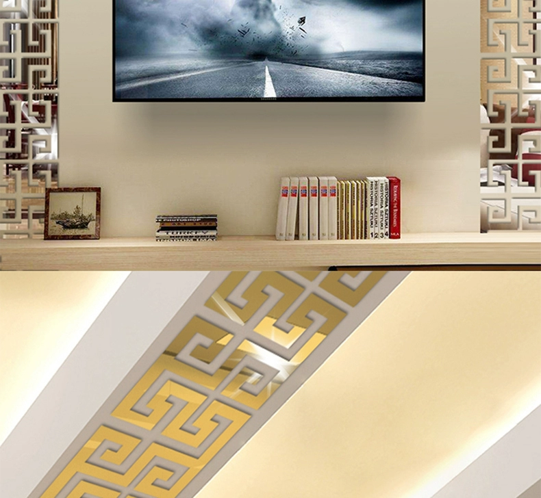 Tấm dán acrylic Gương thắt lưng tự dính Nền TV Tường Gương trần Viền Trang trí Dải trang trí Tường Sticker Vẻ đẹp Vỉa hè - TV