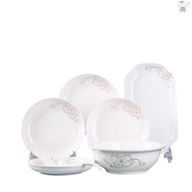 Yu 's dish bowl set 4 dishes ancient 1 soup spoon 1 steamed fish plate ceramic plate combination of household new move