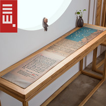 Zen Intention Hand Painted Hemp Cloth Tea Mat Table Flag Tea Track Zero Fit Chinese Linen Tea Cup Mat Tea Art Dry Foam Mat Tea Banner