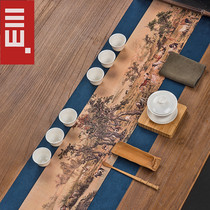 Landscape Deer Leather Suede Waterproof Tea Mat Suit Zen Chinese Tea Dish Tea Tray Mat Placement Cloth Art Tea Towel Day Style Tablecloths