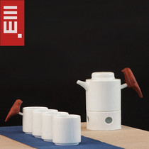 Sanshan Church Zhimu Candle Heated Teapot Suit Solid Wood Ceramic Day Style Retro Teacup Tea Cup Outdoor Tea Walk