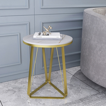 Nordic modern side sofa side cabinet round rock board small tea table light luxury steel plate Net red bedside table corner a few square