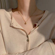 Korea Fuxi necklace light luxury niche design sense female sterling silver ins cold wind high end pendant choker simple