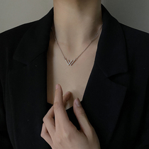 Korean w letter necklace female light luxury niche 2021 new design sense sterling silver choker pendant does not fade