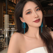 Korean Crystal tassel earrings long temperament female senior sense niche design exquisite exaggerated fashion earrings earrings