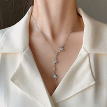 Korean necklace female niche design sense eight-pointed star sterling silver non-fading simple fashion pendant clavicle chain wild
