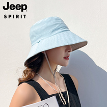 JEEP Jeep sun hat womens double-sided fisherman hat big brim cover face sun hat summer anti-ultraviolet sun hat