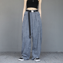 Autumn and winter elastic waist wide leg pants old father pants straight casual pants loose corduroy pants men and women