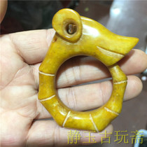 Ming Dynasty jade Jade Jewellery Bamboo Festival Dragon Head Jade Bracelets Yellow Qinhuangxiu jade to make old bracelets old jade goods ancient playing antiques