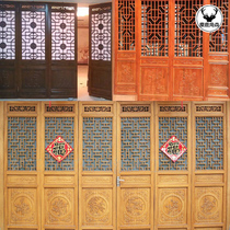 Dongyang wood carving Chinese antique flower grid imitation doors and windows pine porch partition flower grid solid wood TV background wall customization