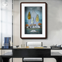 New Chinese solid wood jade carving decoration painting living room sofa background bedroom dining room wall decoration porch hanging painting