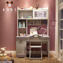 All solid wood childrens desk bookcase combination one girl white simple childrens room computer desk bookshelf writing desk