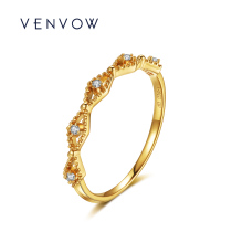VENVOW Jewelry Original Design Light Extravagant 18K Gold Diamond Ring Laminated Tail Ring Birthday Gift To Girlfriend