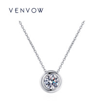 18k Platinum Bubble Single Drill Lock Bone Chain 10 Round Drill Pendant Woman Necklace Minimalist Temperament Birthday Present