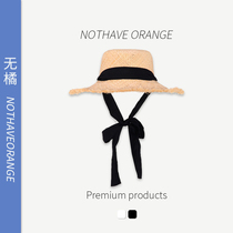 French raffia beach big brim sun hat broken edge flat top straw hat seaside holiday sun protection sun hat