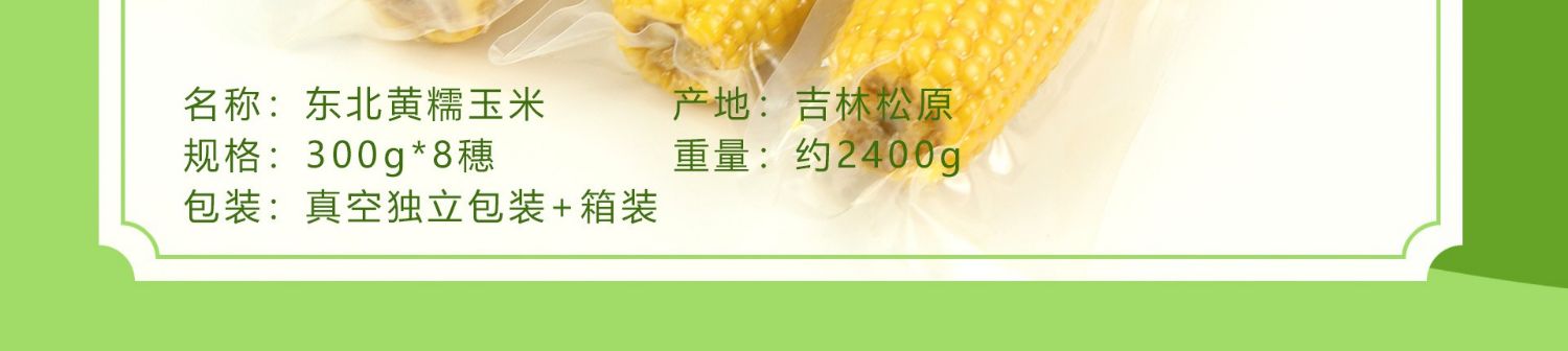 【8根装】新鲜即食东北甜糯玉米