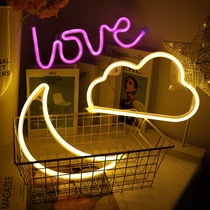 Net red ins neon light with room decorated romantic bedroom creative led small colorful lights flashing lights star lights