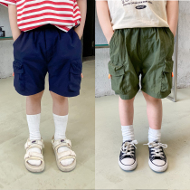 Shrimp paste hemp childrens clothing boys pants childrens tooling shorts summer new baby casual pants thin section tide