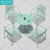 Outdoor table and chair courtyMilk coffee shopCafe Cafe garden outdoor balcony red all aluminum table and chair combination