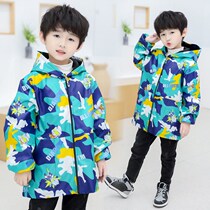 Winter boy down clothes Leather Hood Clothes Children Waterproof and Dirty Protective Clothing Babies Eat and draw with zipped hood clothes