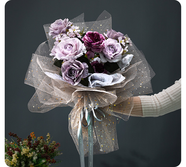 平安果包装纸星月纱鲜花纱幔烫金星空纱花束包花装饰网纱花店包装