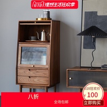 Nordic TV Side Cabinet Living Room Black Walnuts Solid Wood Light Lavish Sofa Cupboard Containing Dining Room Bucket