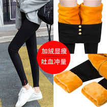 Plus velvet padded high waist leggings womens pants wear autumn and winter pencils to keep warm tight leggings student trousers