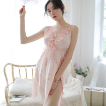 Ice Silk Sexy Pajamas Sleeping Dresses Summer New Pint Fire Spicy Harnesses Private women lingerie Slim Passion Lace Uniform Temptations