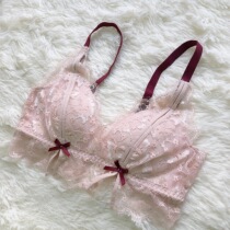 Deep alleys autumn and winter French underwear women without steel ring thin sexy small chest gather lace bra suit